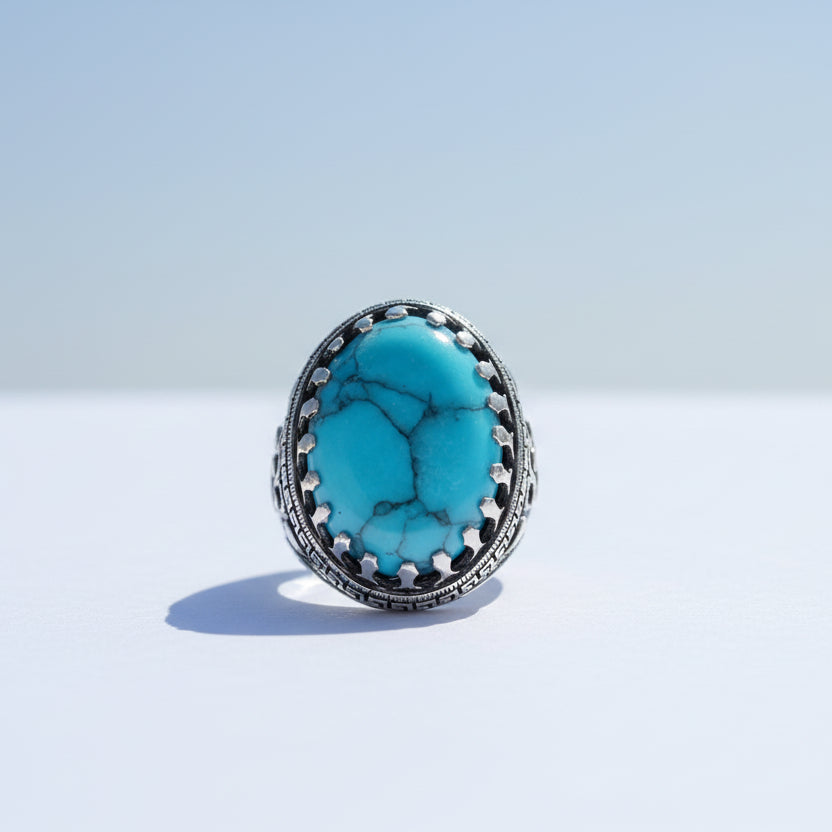 Original Turquoise Stone 925 Sterling Silver Ring