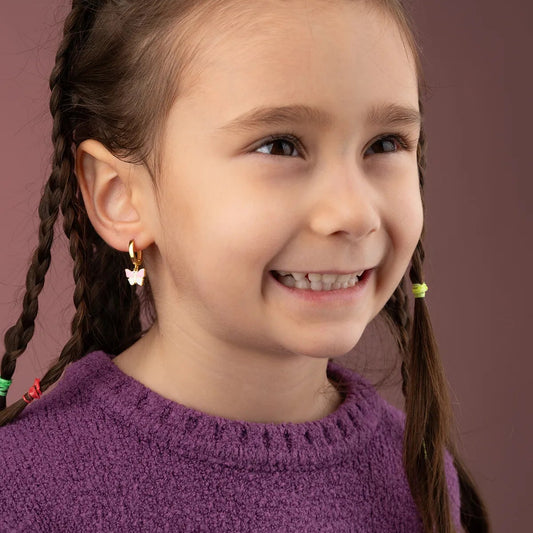 925 Ayar Gümüş Çocuk Mineli Kalpli Küpe