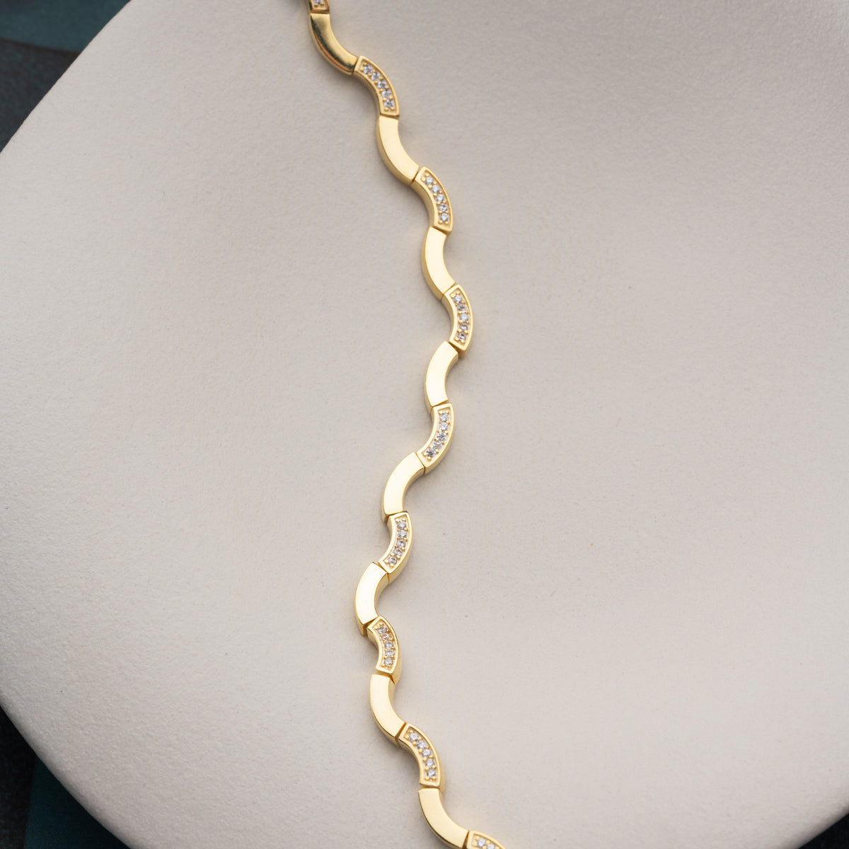 Ondine Bracelet Vague Zircon | Argent 925 Plaqué Or