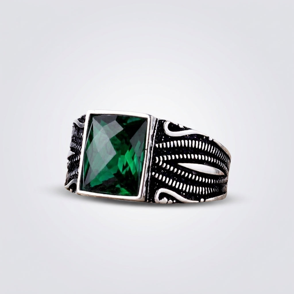 Onyx Crown Herrenring | 925 Silber