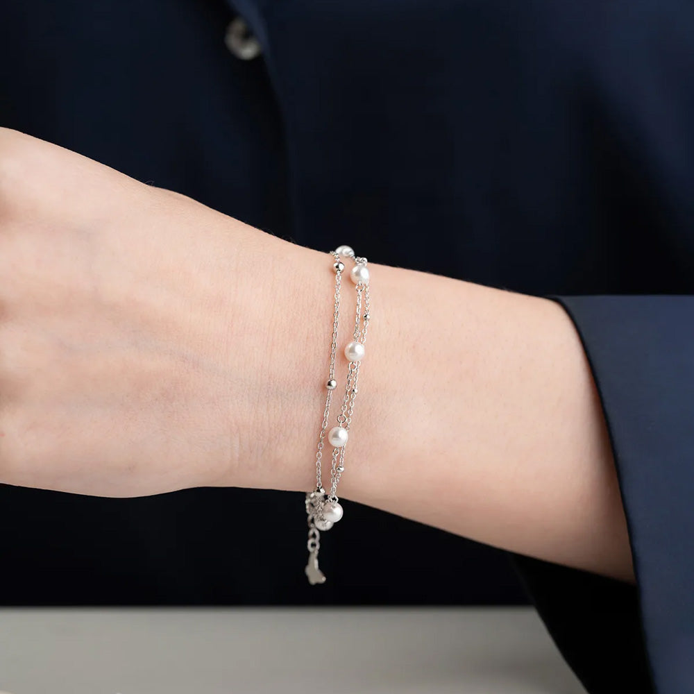 Bracelet Perles | Argent 925 Multi-Rangs