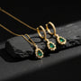 925 Sterling Silver Emerald Green Teardrop Necklace and Earring Set