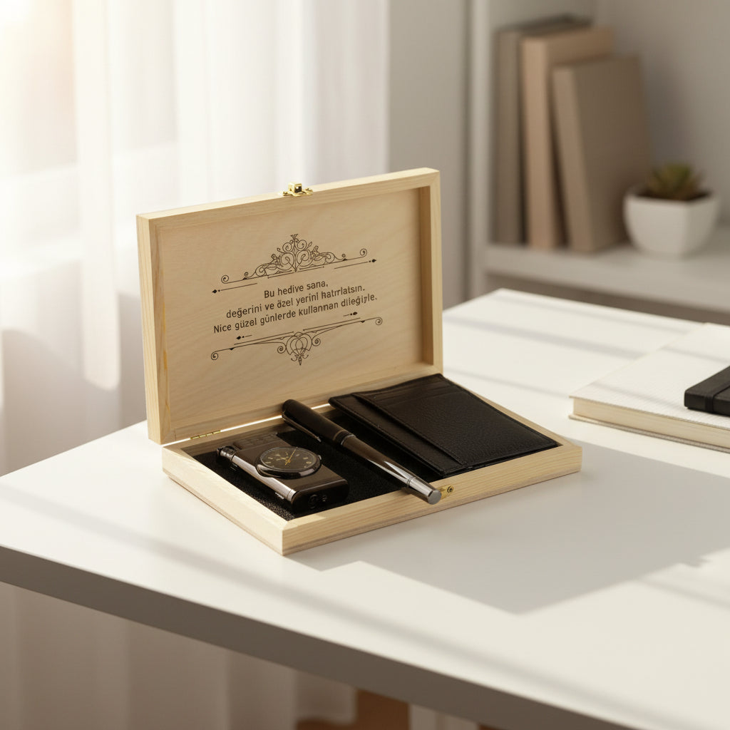 Personalisiertes Kartenetui Feuerzeug Stift Geschenkset