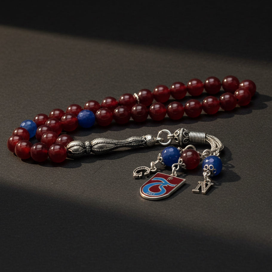 Bordo Mavi Akik Taşlı Trabzon Spor Taraftar Tesbih