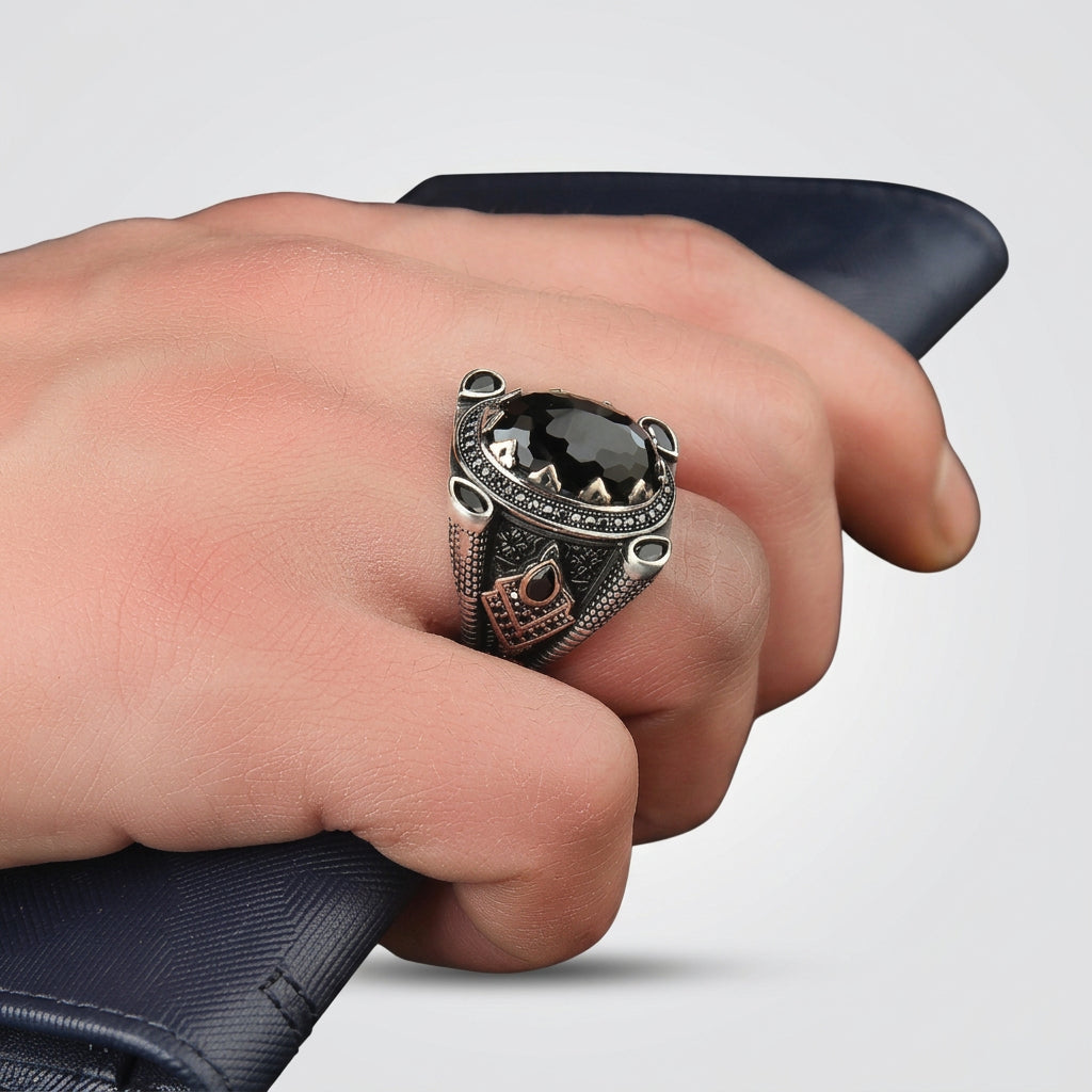 Black Royal Zirkonia Herrenring | 925 Silber