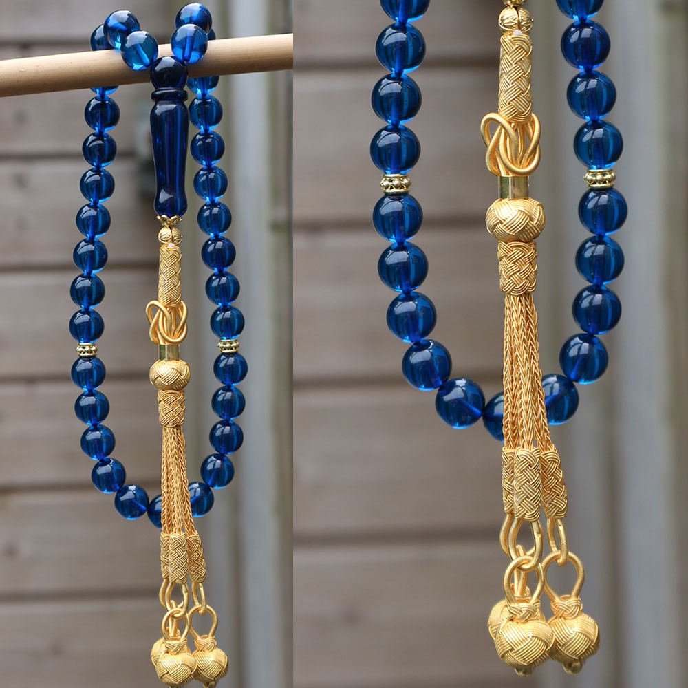 8 mm Blue certifié Sapphire Email 1000 Tassel en argent sterling Tesbih