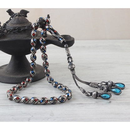 Silver Pichel et Blue Bourgogne Blue Erzurum Oltu Tesbih