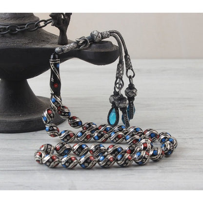 Silver Pichel et Blue Bourgogne Blue Erzurum Oltu Tesbih