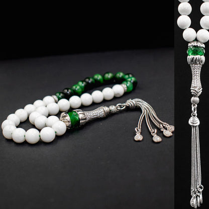 925 Eye tigre vert en argent sterling