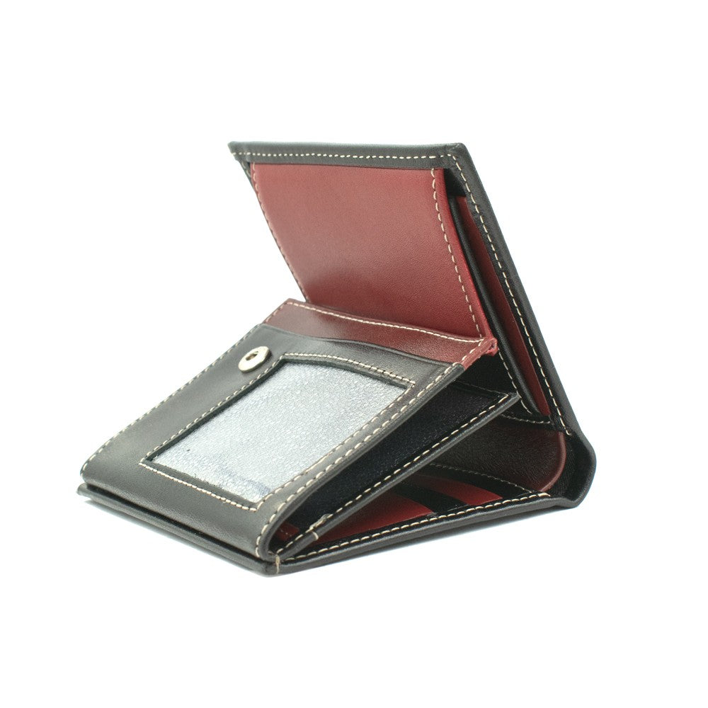 Portefeuille en cuir rouge noir