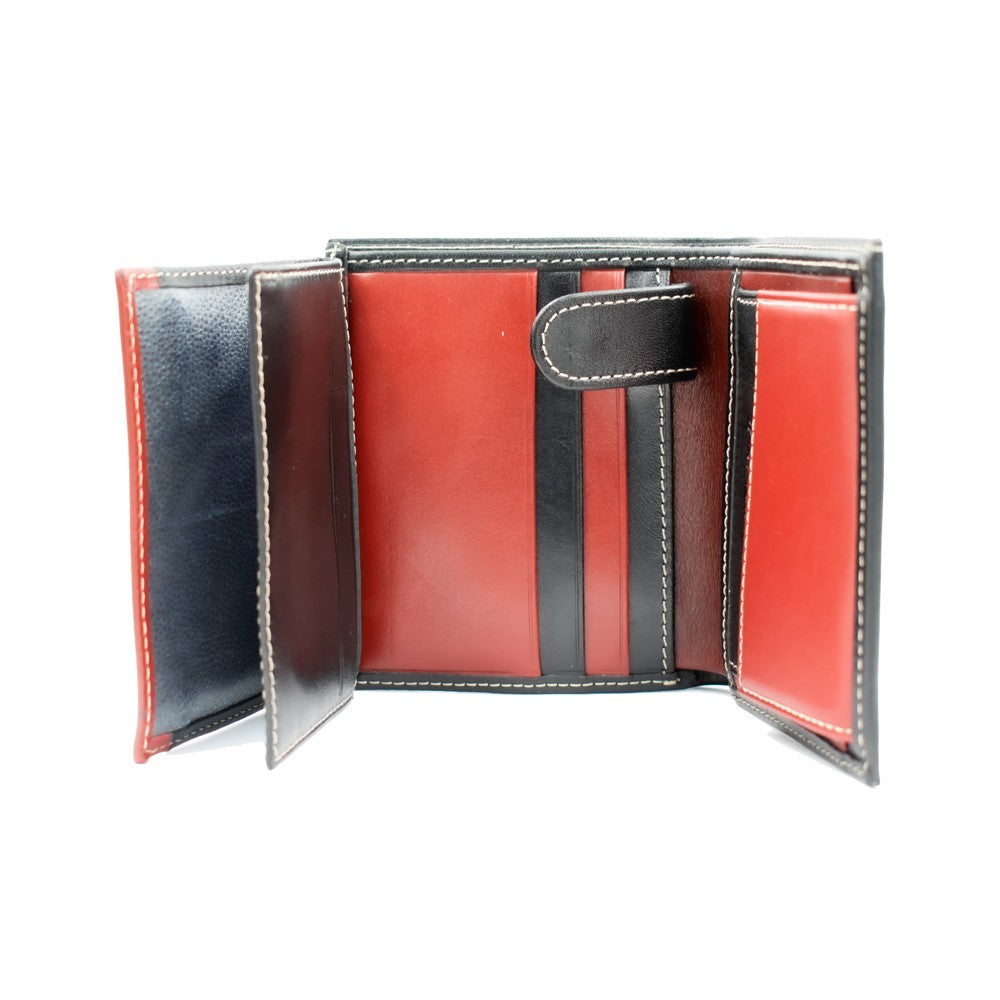 Portefeuille en cuir rouge noir