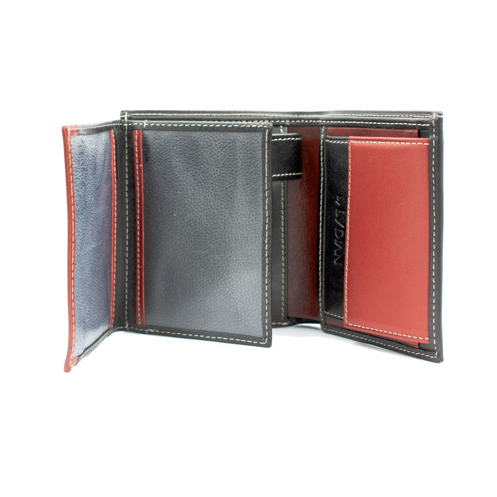 Portefeuille en cuir rouge noir