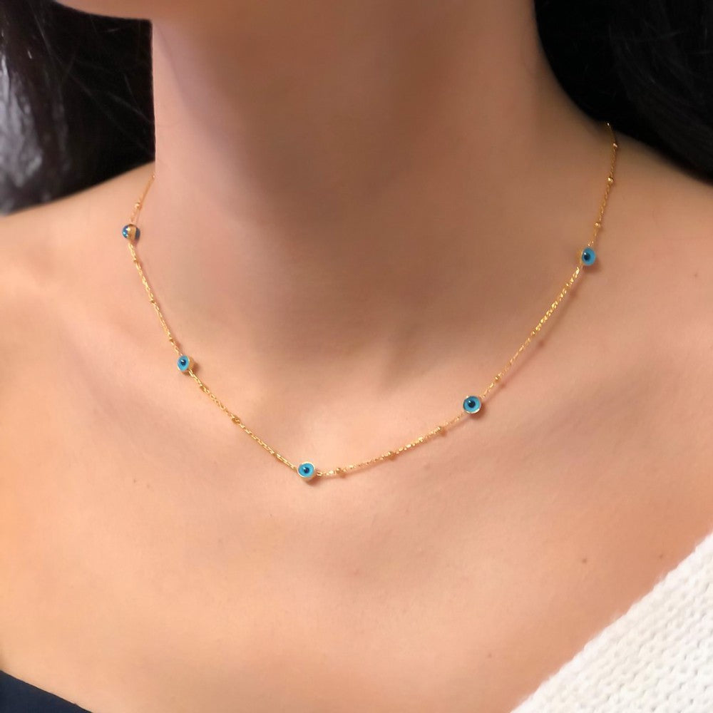 Nazar Necklace Bracelet Set Blue Aura