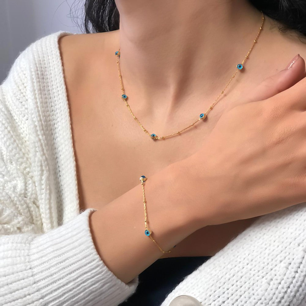Nazar Ketten Armband Set | Blue Aura