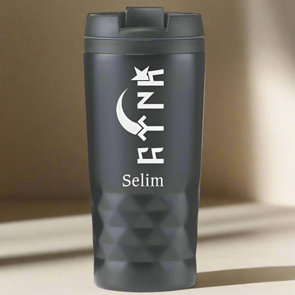 RVS Black Thermos Cup nommé Logolu