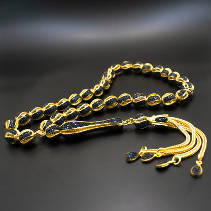 Zirkon Taşlı 925 Ayar Gümüş Altın Kaplama Tesbih