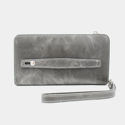 Ancien portefeuille et sac à main en cuir authentique gris gris gris