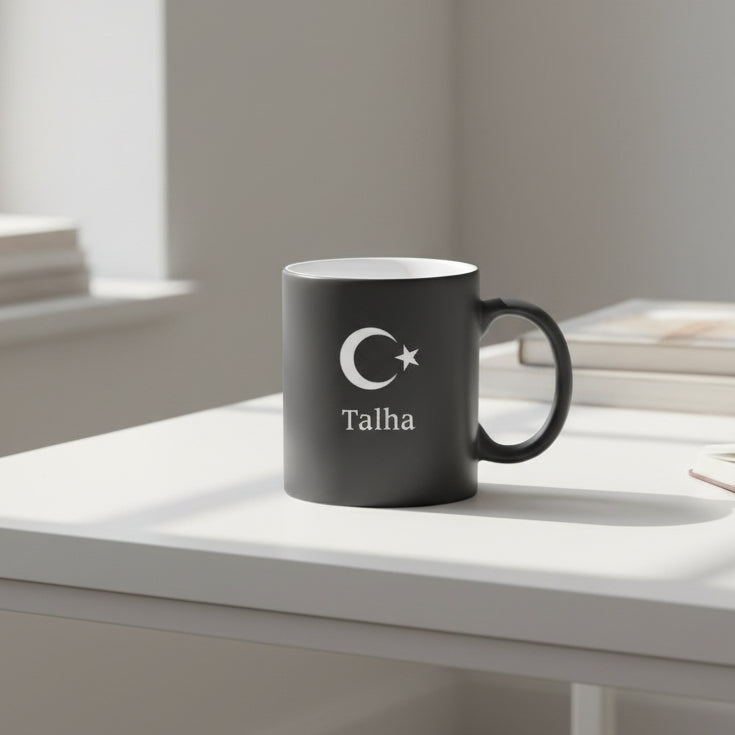 Moon Yıldız Personalized Black Porcelain Cup