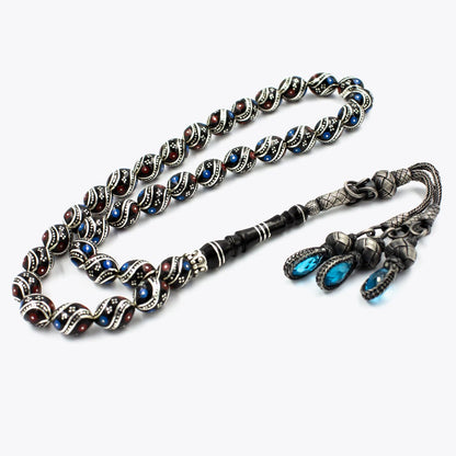 Silver Pichel et Blue Bourgogne Blue Erzurum Oltu Tesbih