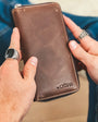 Lederhand Brieftasche mit Telefon Eintritt