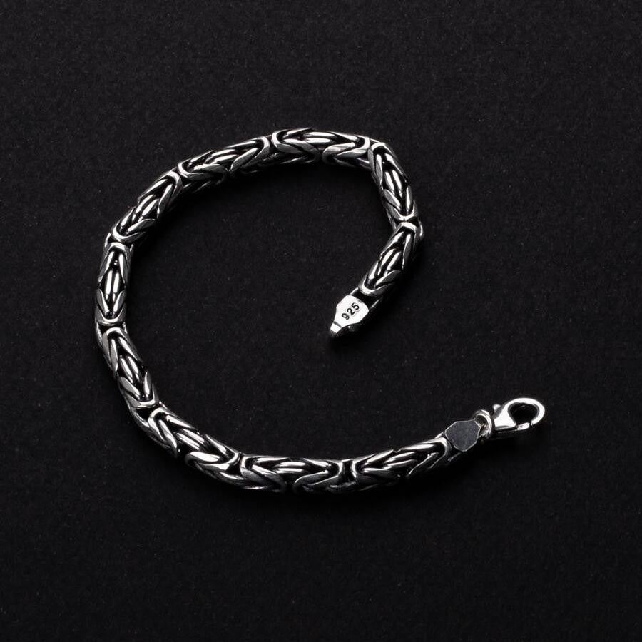 925 Sterling Silver Flat King Chain Bracelet 5mm