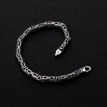 925 Sterling Silver Flat King Chain Bracelet 5mm