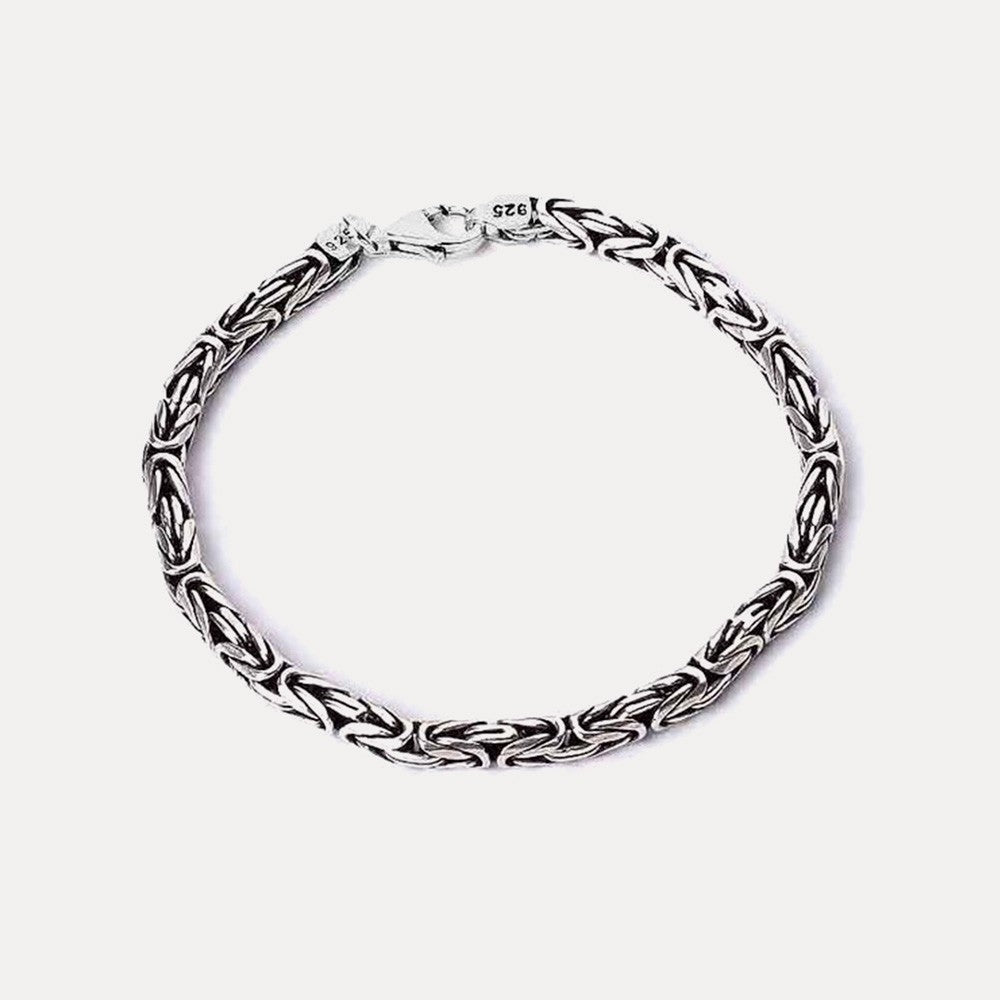925 Sterling Silver Flat King Chain Bracelet 5mm