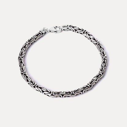 925 Sterling Silver Flat King Chain Bracelet 5mm