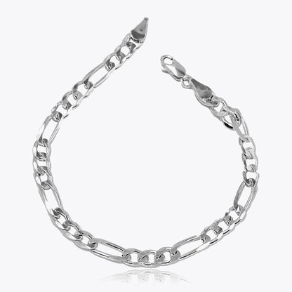 925 Bracelet à chaîne de Figaro en argent sterling (7 mm)
