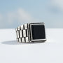 Herrenring 925er Silber mit Onyx