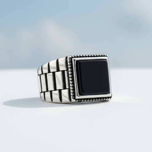 Onyxed Men's Silver Ring