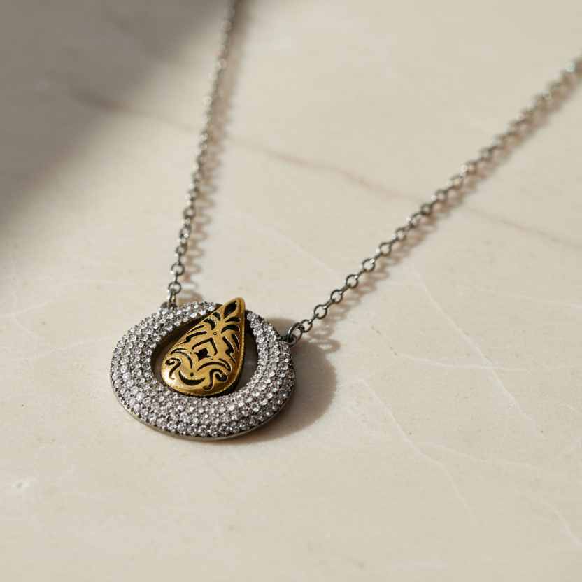 925 Sterling Silber Halskette mit Zirkonia