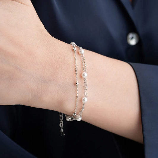 925 Sterling Silver Heart Bracelet with Zircon Stones – Trendy Design