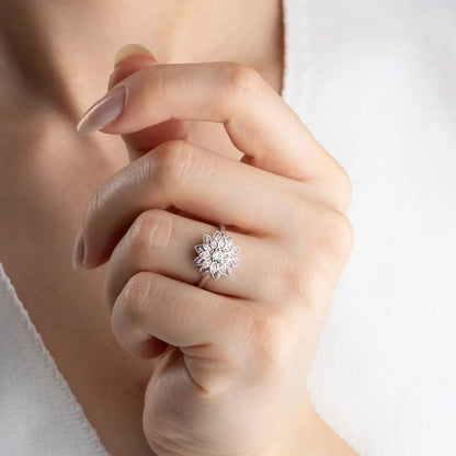 925 Sterling Silver Pink Lotus Flower Ring