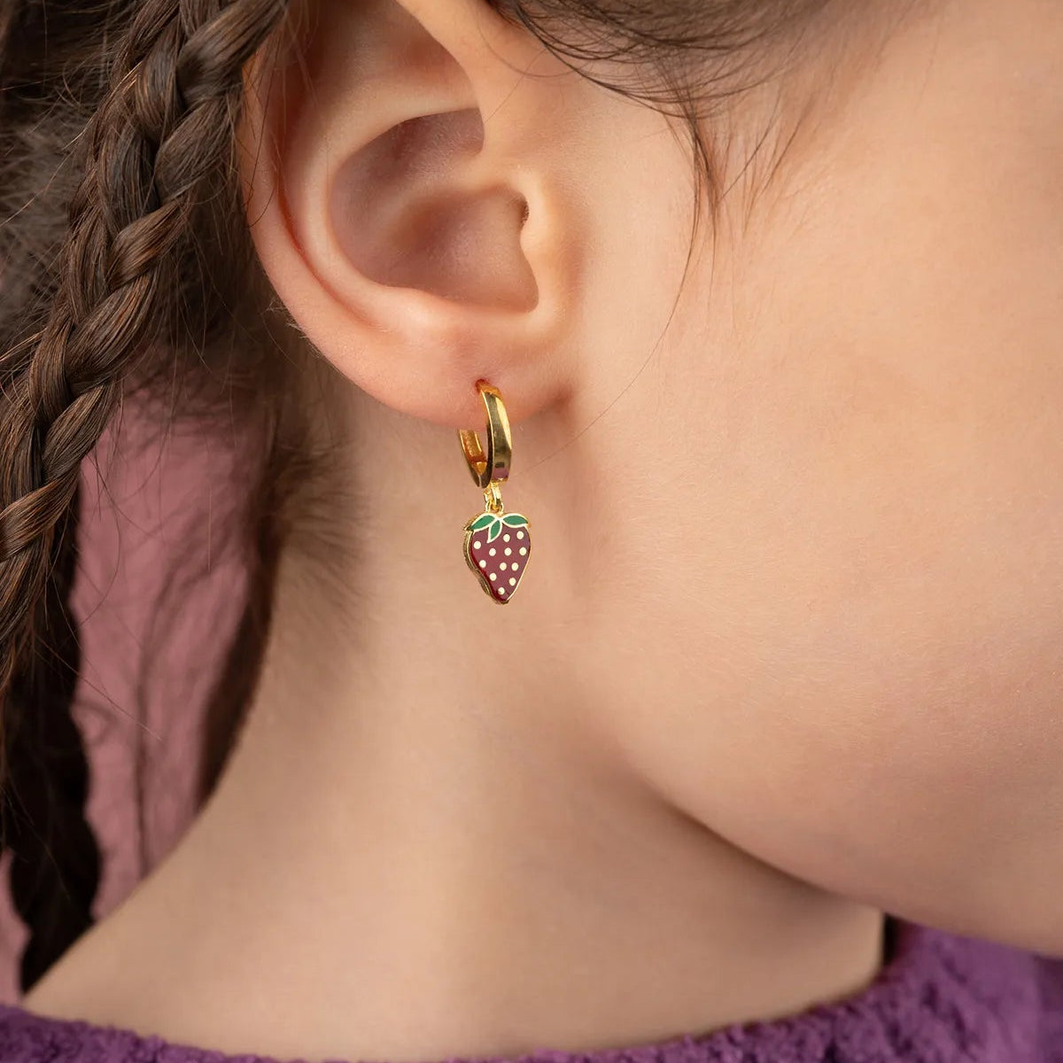 925 Sterling Silver Strawberry Kids Earrings