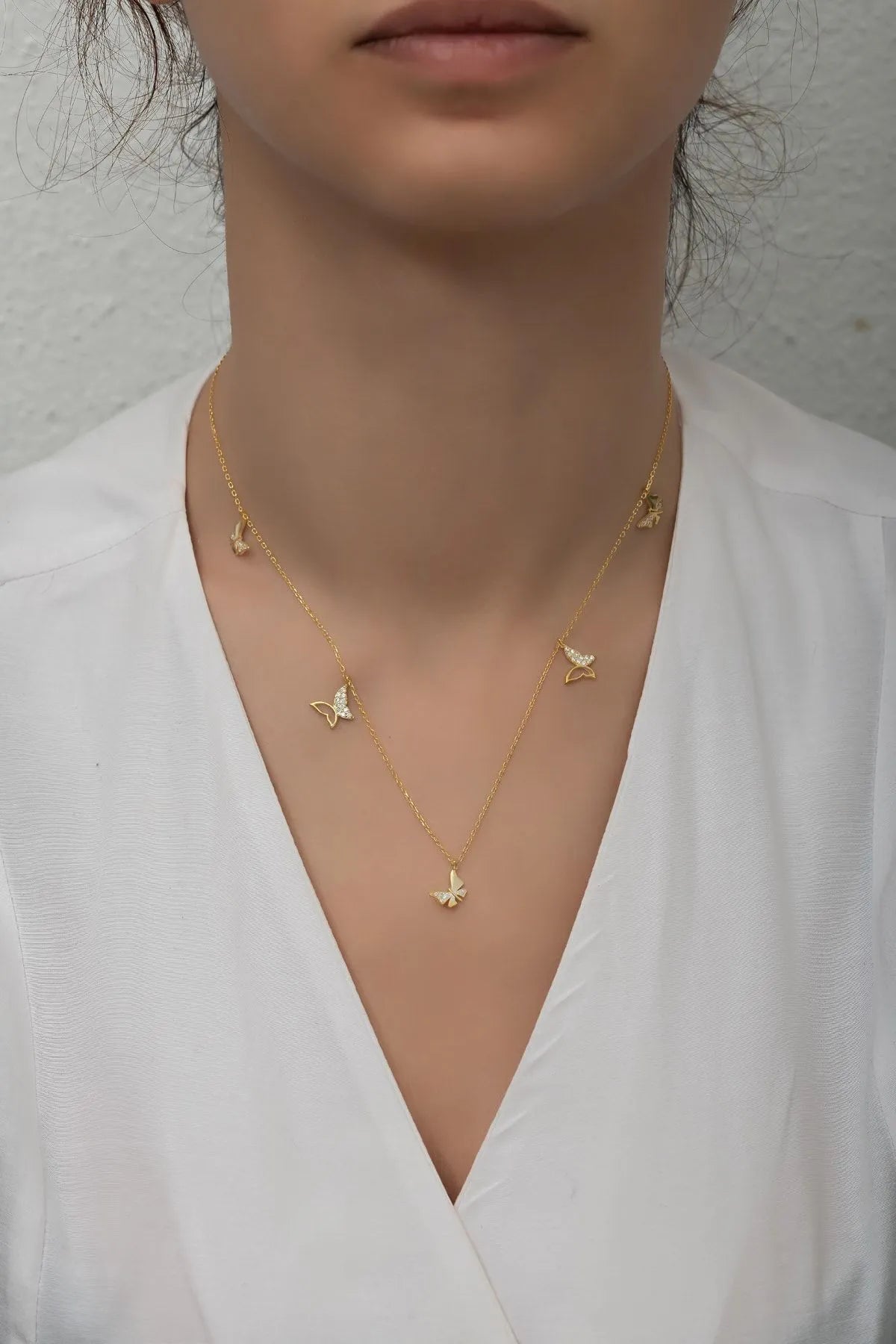 Gold Kelebek 925 Ayar Gümüş Şans Kolye