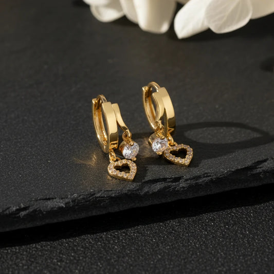 Double Heart Glow - 925 Sterling Silver Earrings
