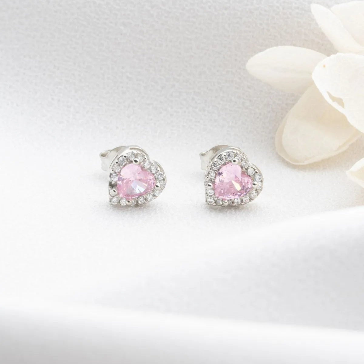 Pink Heart – 925 Ayar Gümüş Küpe