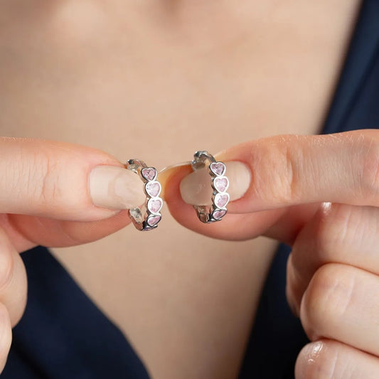 925 Sterling Silver Pink Heet Earrings