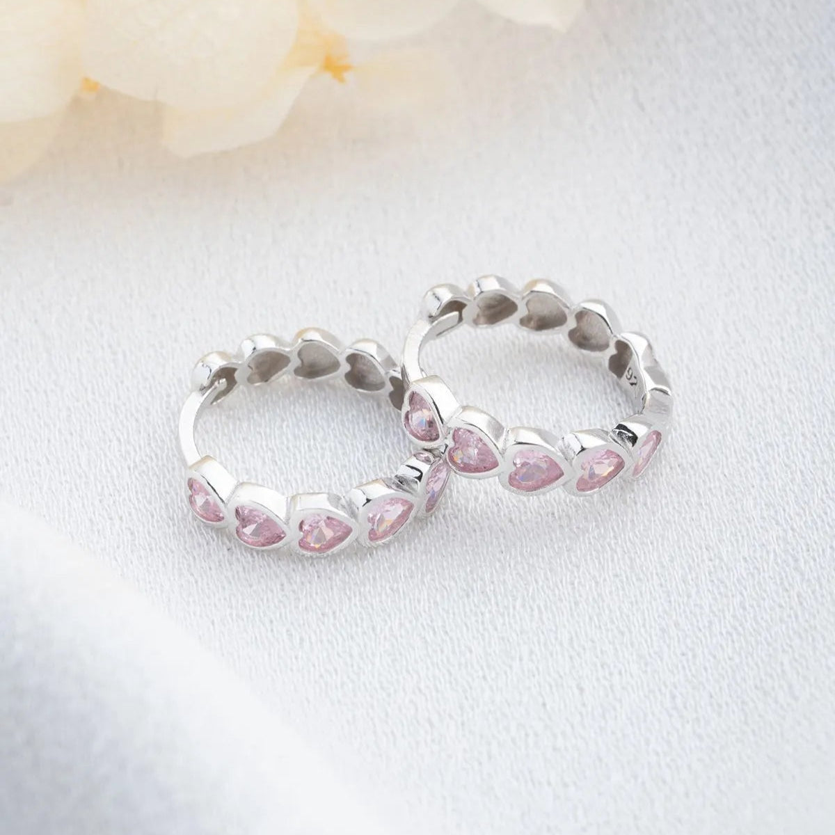 925 Sterling Silver Pink Heet Earrings
