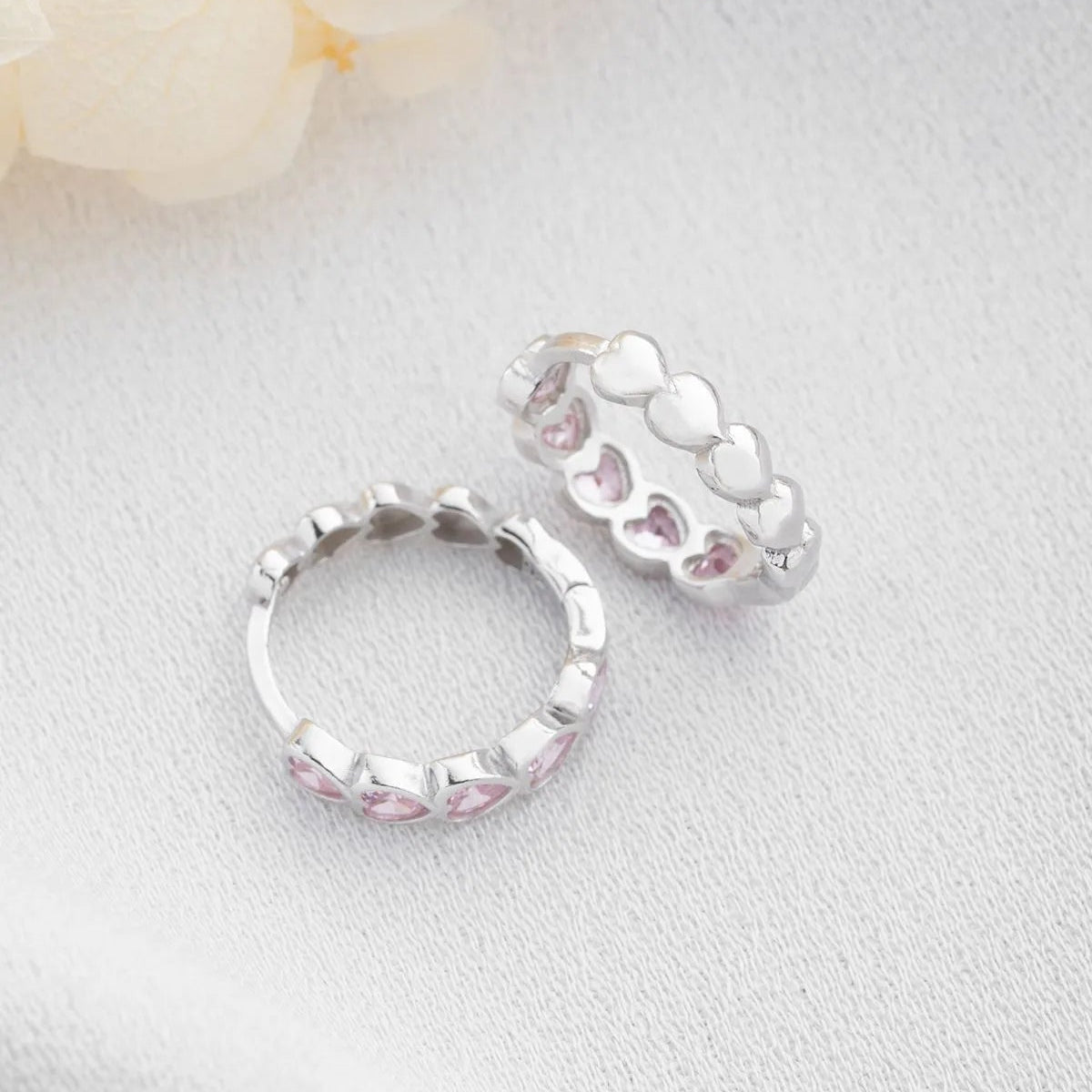 925 Sterling Silver Pink Heet Earrings