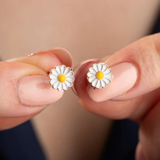 925 Ayar Gümüş Rose Papatya Küpe