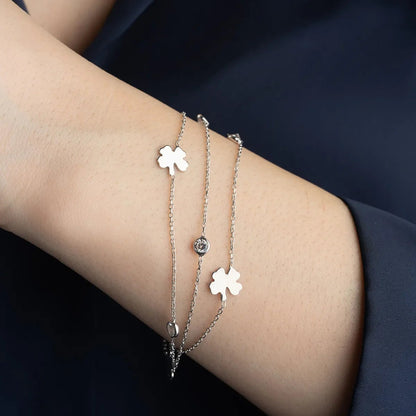 Şanslı Yonca 925 Ayar Gümüş Bileklik