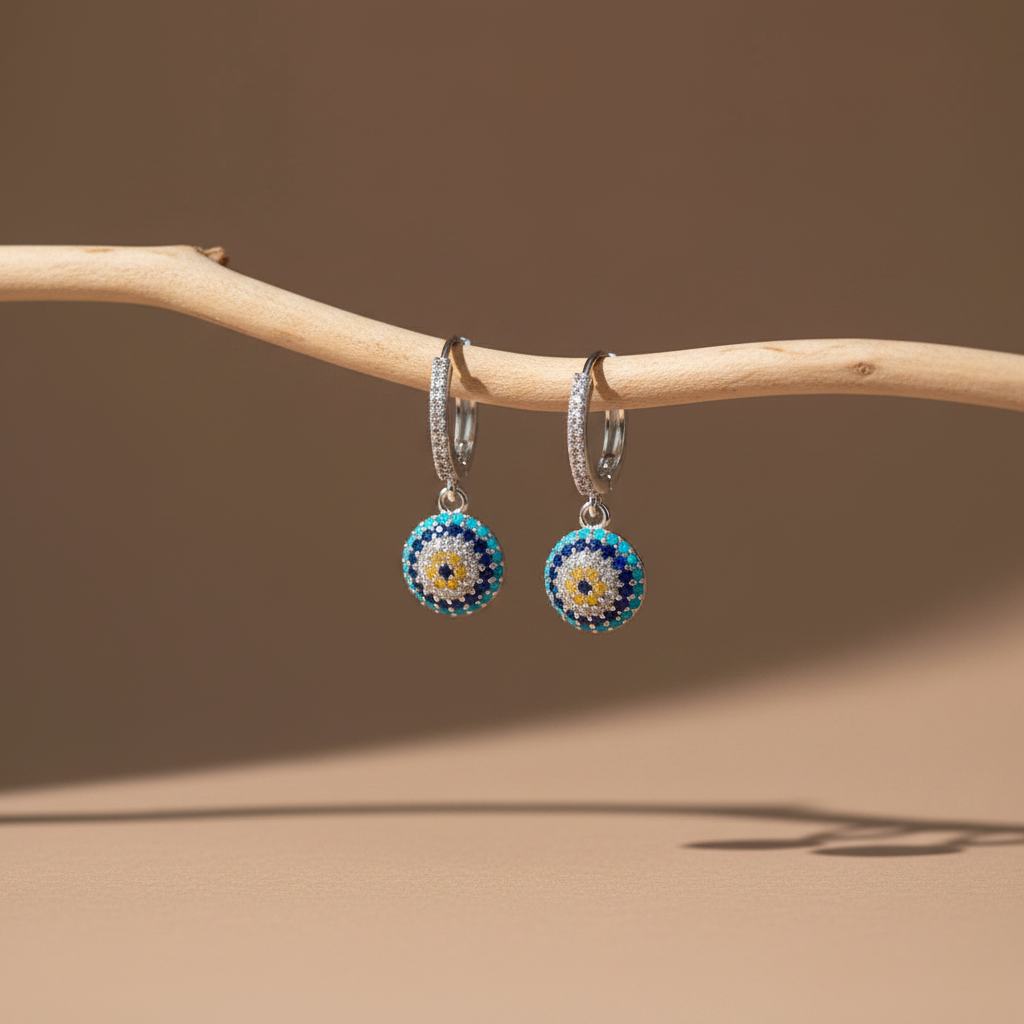Nazar Sallantılı Küpe Blue Aura