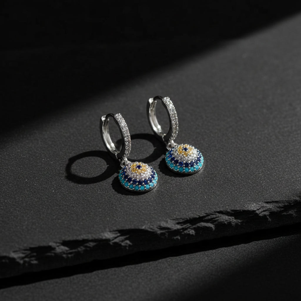 Nazar Drop Earrings Blue Aura