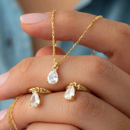 925 Collier en pierre en pierre de drop sterling ensemble