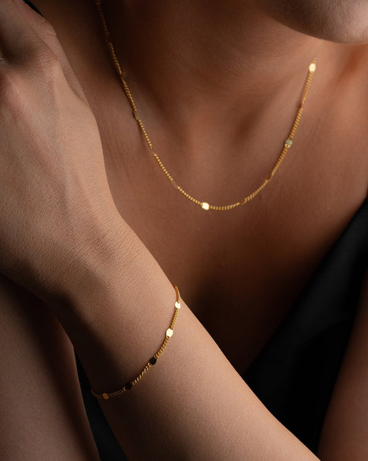 Disc Chain Necklace & Bracelet Set | 925 Sterling Silver