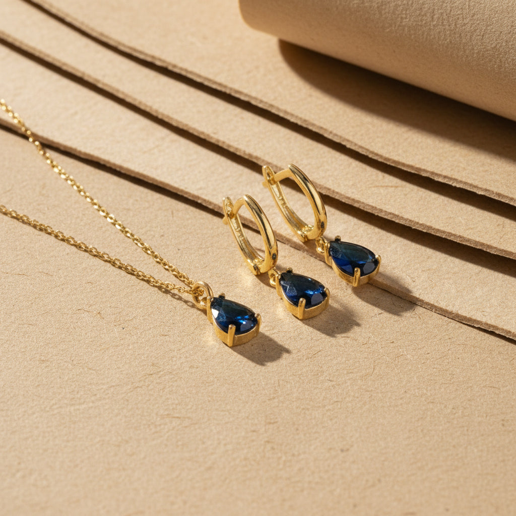 925 Collier en pierre en pierre de drop sterling ensemble