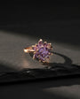 925er Silber Verstellbarer Lotus-Ring mit Lila Zirkonia