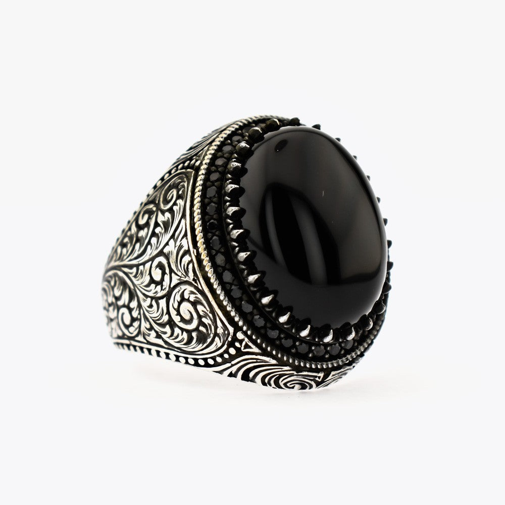 Silver Men Ring with Onyx Stone